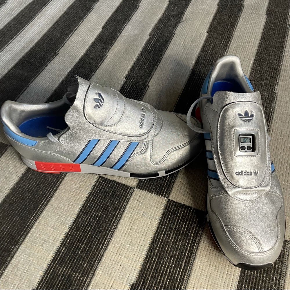66 New Adidas Originals Micropacer Metallic Silver Blue Men’s Shoes